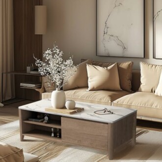 SAINTCY White Marble Top Coffee Table